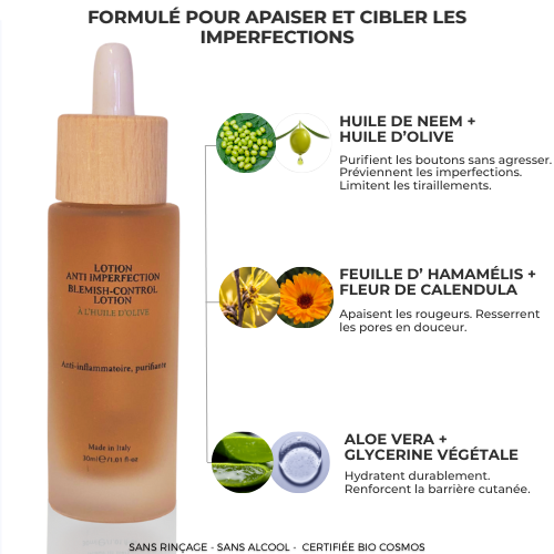 lotion anti-imperfections- contre l'acné-formulé pour apaiser et cibler les imperfections-grassfieldbyruth