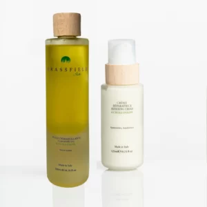 Duo Hydratant Revitalisant : huile démaquillante biphasique + crème réparatrice- GRASFIELD by Ruth